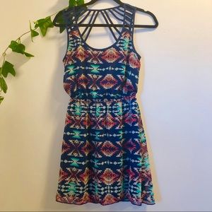 Geometric pattern blue dress S